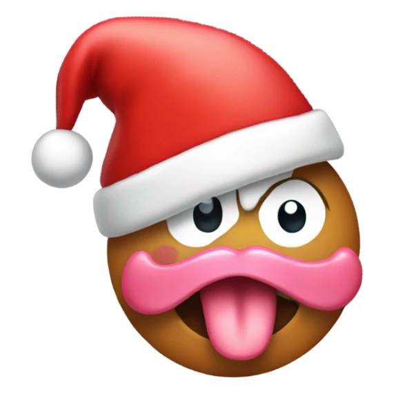 Tongue Sticking out emoji with Santa hat sticker