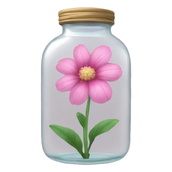 Realistic pink flower in a transparent jar sticker