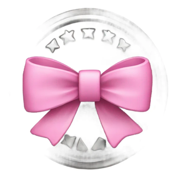a coin with a pink bow in the center sticker
