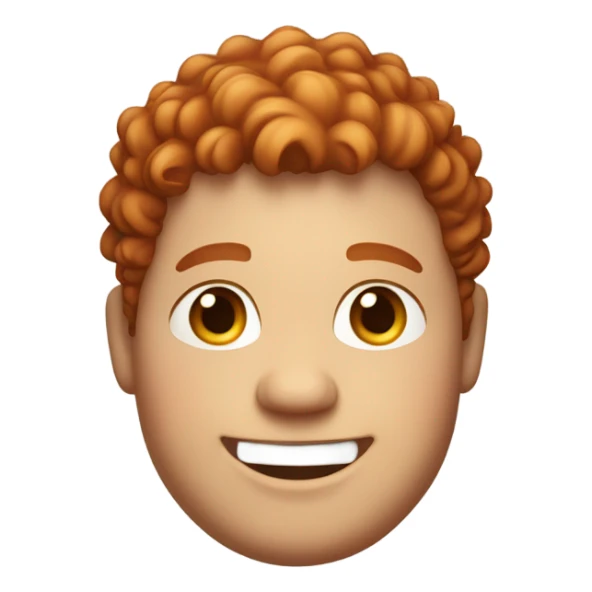 Bading redish curly few hair guy with corners in the hair chubby smiling sticker