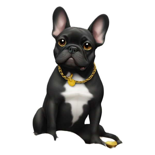 Black-and-tan French bulldog sitting on gold coins sticker