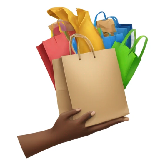 arm with many shopping bags sticker