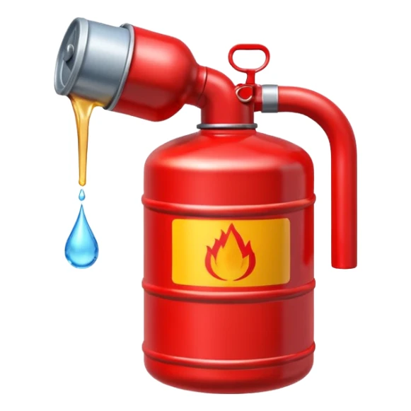 red gasoline canister plain pouring drops of diesel no fire sticker