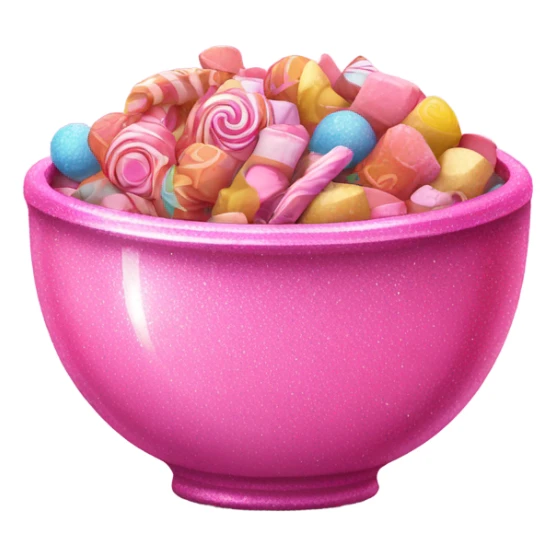 Pink bowl of candy with glitter  sticker