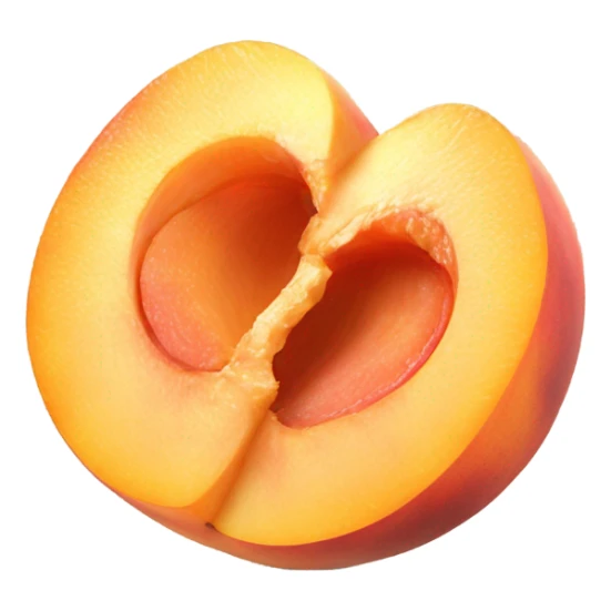 Peach open in the middle with cream sticker