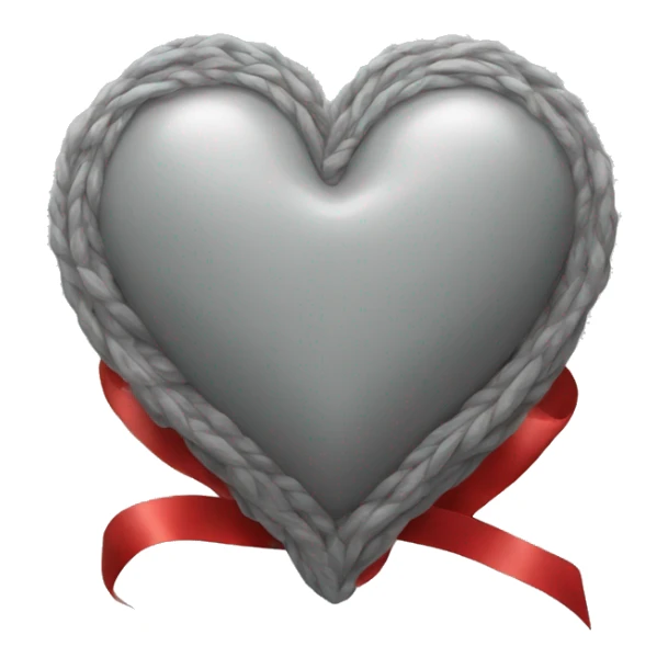 Grey heart with red ribbon that has gold details sticker