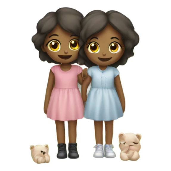 Two girls in love with a house and two babies sticker