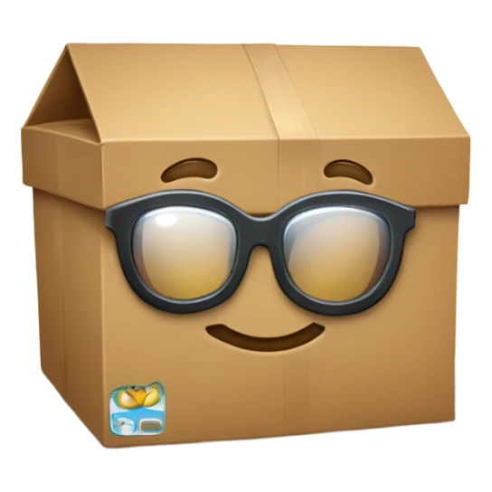 caja inteligente con lentes encima de un corazon grande  sticker