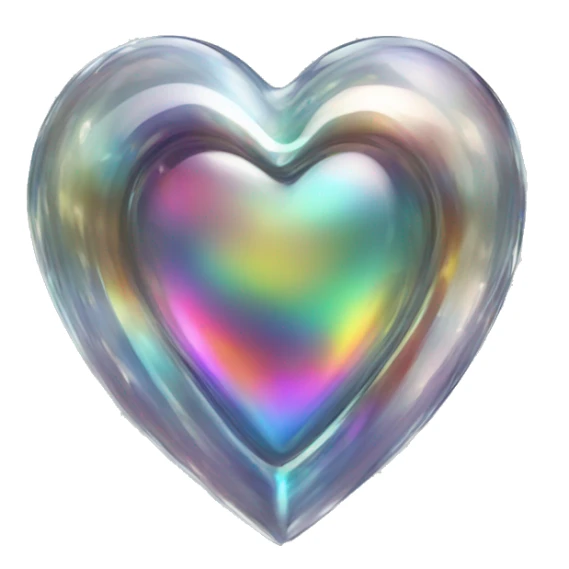 Chromatic heart shape metalic transparent glass sticker