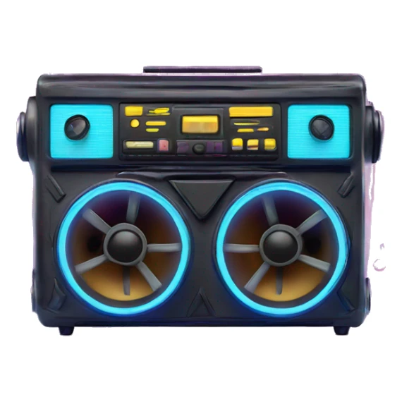 colorful boom box with musical notes in neon color sticker