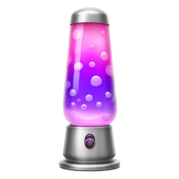 pink and purple lava lamp with silver base sticker