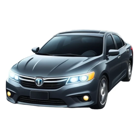 car driving on a highway at night with city lights sticker