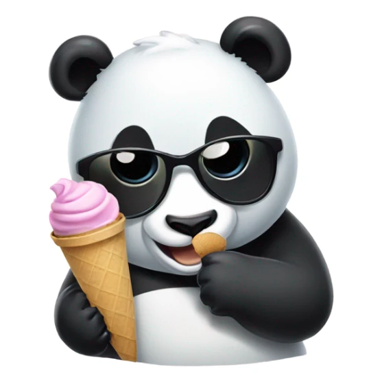 Panda eating ice cream with sunglasses sticker