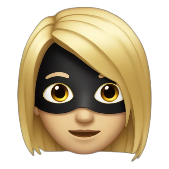 a boy with a straight hair wearing a black mask sticker