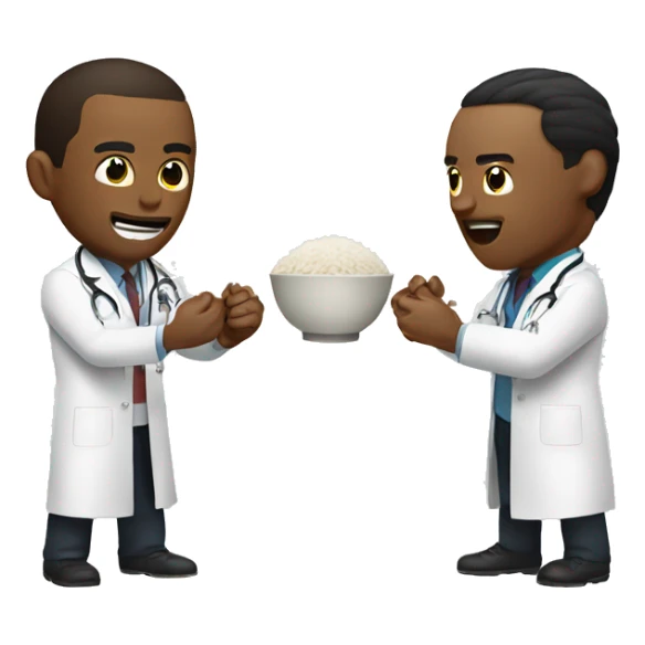 Two doctors fight over the rice bowl sticker