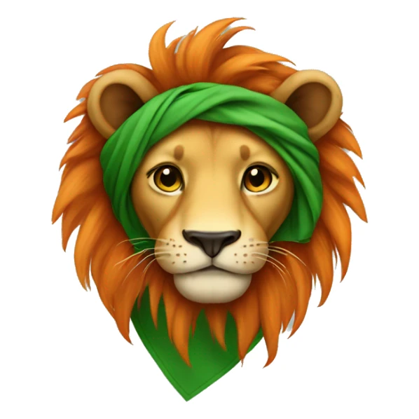 Lion with green and orange bandana sticker