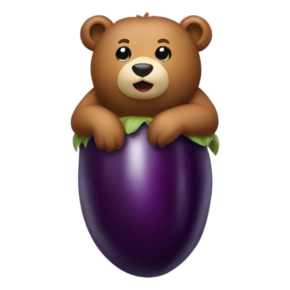Bear on top of a eggplant sticker