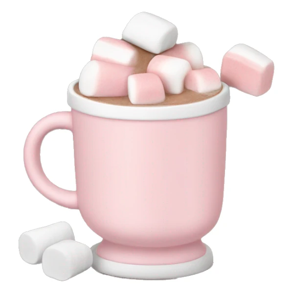 Light Pink mug of hot chocolate with marshmallows  sticker