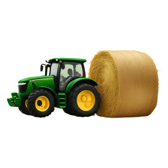 Round hay bail being picked up by a John deer tractor sticker