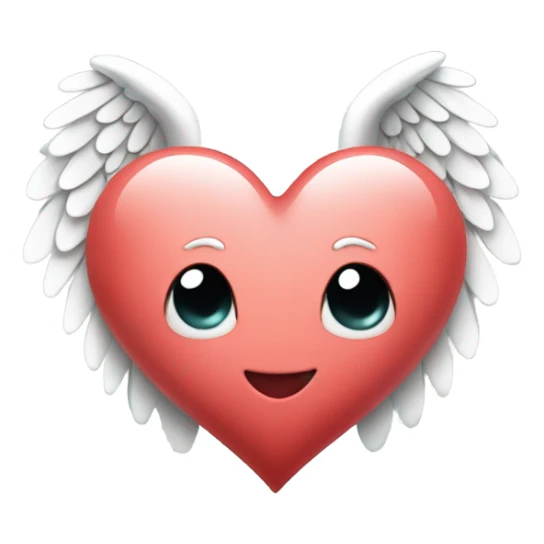 I love u Big Heart with smiley face with angel wings  sticker