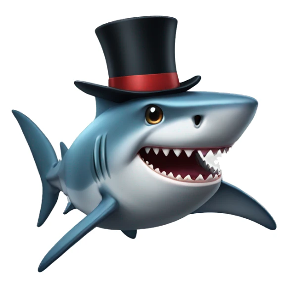 Shark with a top hat sticker