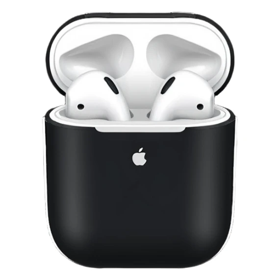 airpods in a dark vinyl themed case sticker