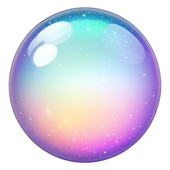  White sparkly glittery iridescent colorful transparent ball sphere orb sticker