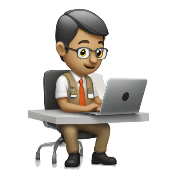 ciervo trabajando en una lapto diseño graf sticker