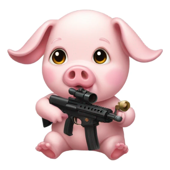 Baby pig sniper shoots heart fire sticker