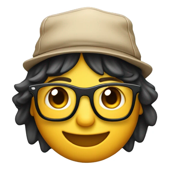 Una carita sonriente con pelo, gafas de sol y una gorra para atrás  sticker