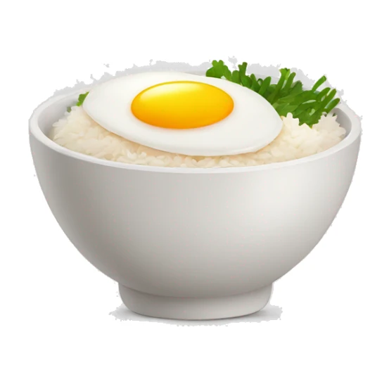 a bowl of rice with two eggs and chicken thigh front view sticker