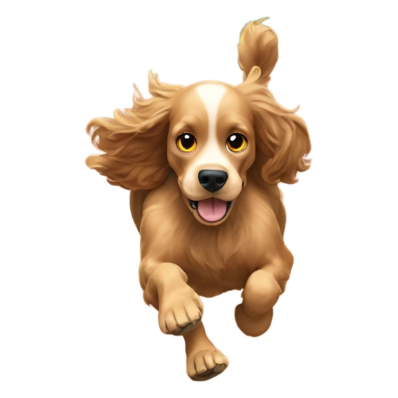 Cocker spaniel running an 800 metre race on an indoor track sticker