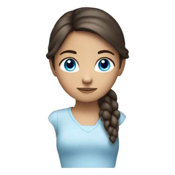 Brunnette girl with blue eyes looking forward  sticker