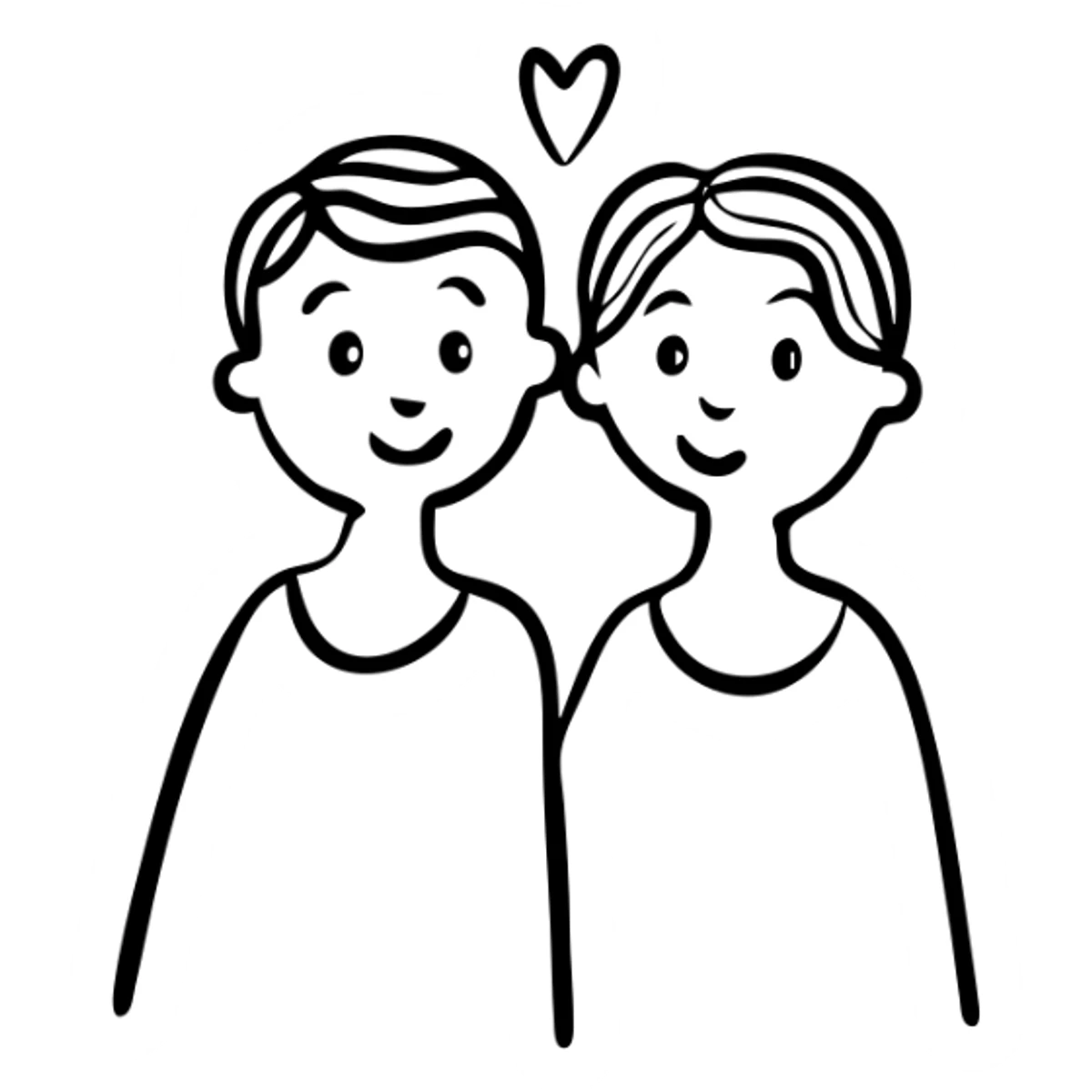 Two friends with heart symbol between them, representing close friendship. Include the text "Близкие друзья" sticker