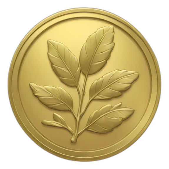 Gold coin with laurel and large "0" label sticker