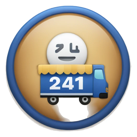 A circular logo emoji with a blue verification checkmark in the center and the text "24h-shipping" around the edge. Simple and modern style. sticker