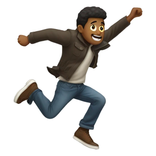 man jumping up with a dash of wind belw him sticker