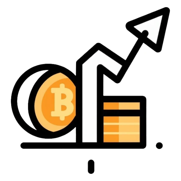 minimalist expense app icon with single coin and upward arrow sticker