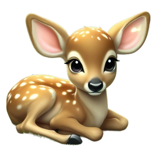 baby deer with delicate angel wings resting peacefully in a lush green magical meadow scene is soft glow with rays of sunlight filtering through the trees dreamy atmosphere sticker