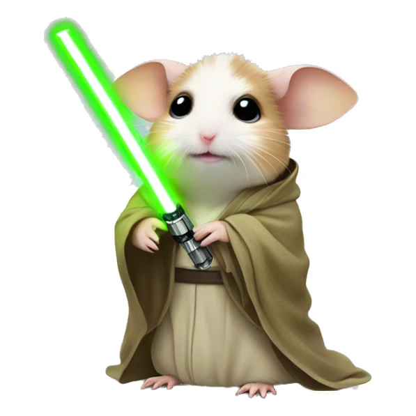 hamster as yoda with lightsaber sticker