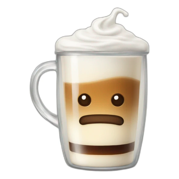 coffee with half steamed milk in glass mug sticker