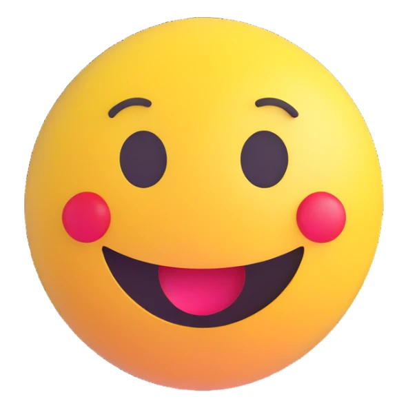 3D smiley emoji, round shape, sparkling face, with the text "fullos" sticker