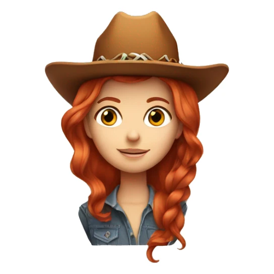 redhead girl  with cowboy hat on  sticker
