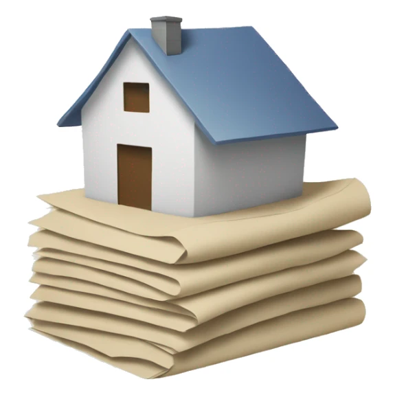 a stack of paper with a visible home symbol on it sticker