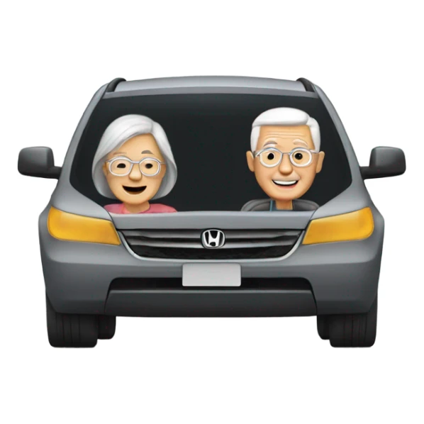 A retired couple driving fast in a Honda pilot sticker