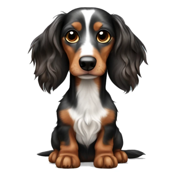 Black & brown Merle long haired Dachshund full body sticker