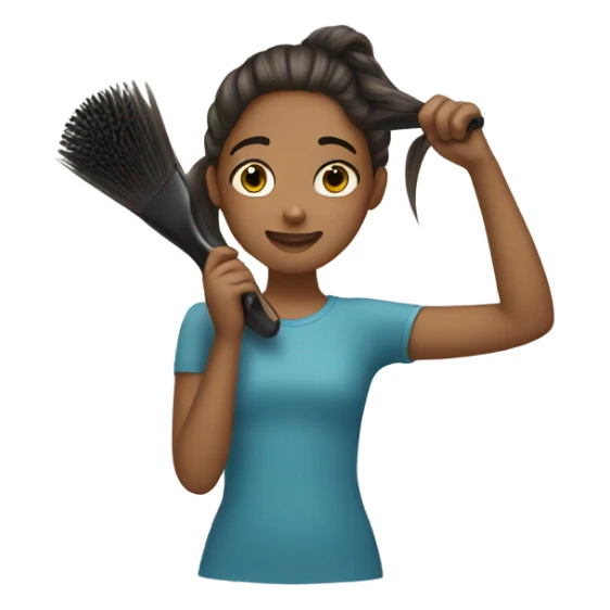 girl brushing hair sticker