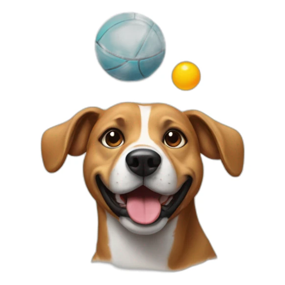 dog with tonigue out balancing a ball on his head sticker