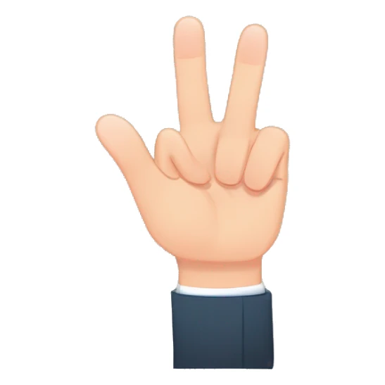 Hand, thumb and middle fingers held down, extended index finger and ring finger touching at tip, pinky finger out, creating an “N” shape  sticker