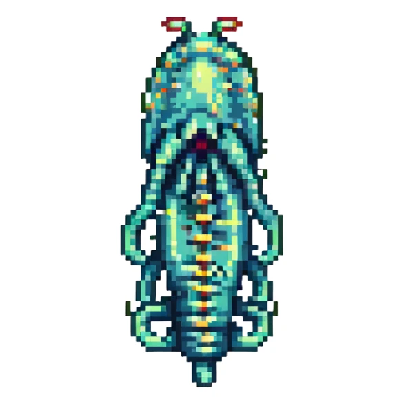 MRI parasitic embryo, digital, fetal small shape, eerie, horror, pupa, crystalis, in-utero, sea-life, siphonophore, polyp, Cnidaria sticker